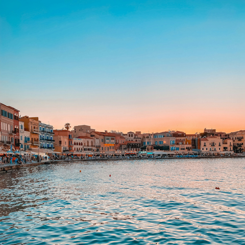 Stay a ten-minute drive from the charming city of Chania