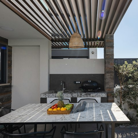 Gather on the patio for breakfast and barbecues