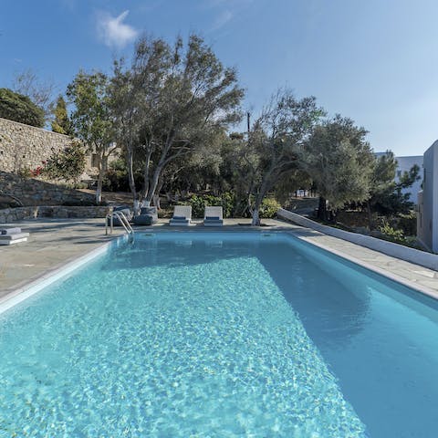 Swim lengths in the large crystalline pool