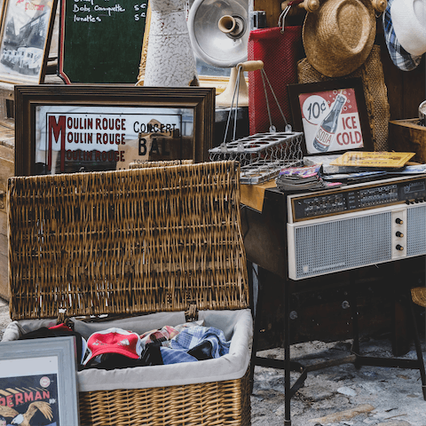 Experience the famous Sunday morning brocante at L’Isle sur la Sorgue, just a five-minute drive away