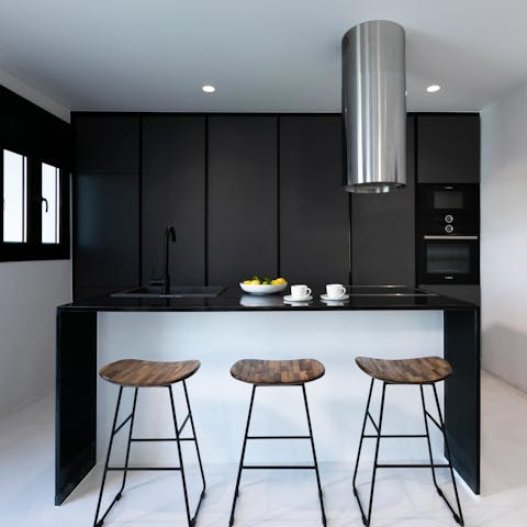 Gather around the kitchen island every morning and enjoy a cup of coffee together