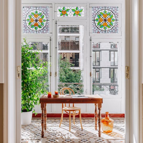 Catch up on emails from the sun-flooded conservatory office