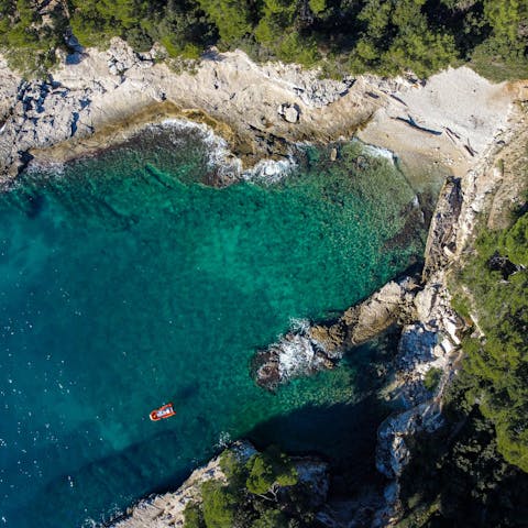 Explore Istria's stunning beaches, a twenty-minute drive away
