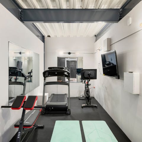 Work up a sweat while running on the treadmill