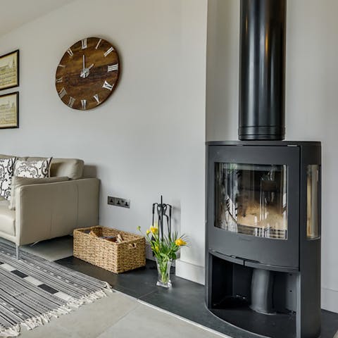 Cosy up in front of the log burner fire after a day of discovering the local activities such as cycling, climbing, hiking and boating