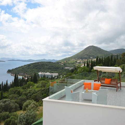 Watch the sunset over the Dalmatian countryside from the terrace swing chair