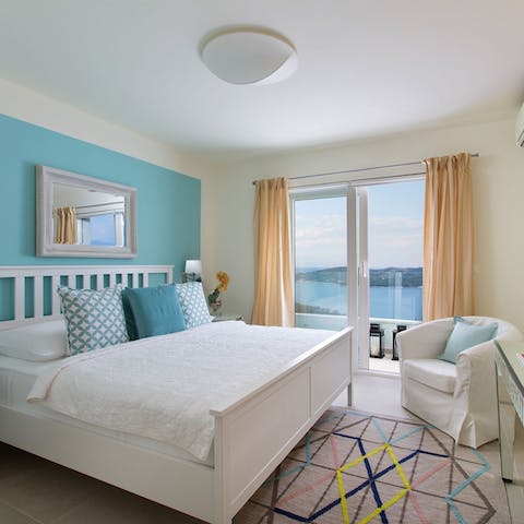 Access the bedroom balcony where you can start every morning in the fresh air