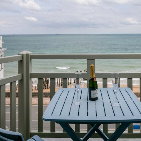 Admire the stunning sea views from the comfort of your balcony