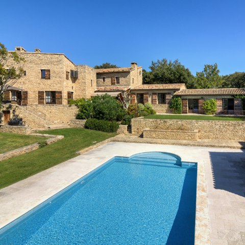 Splash about in the private pool on a balmy afternoon