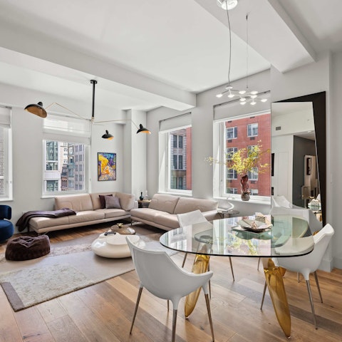 Dine or unwind in the light-filled living room