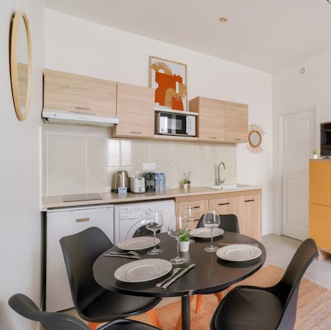 Dine or entertain at the intimate dining table