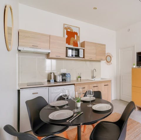 Dine or entertain at the intimate dining table