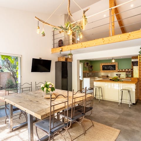 Enjoy meals together in the open plan kitchen and dining space