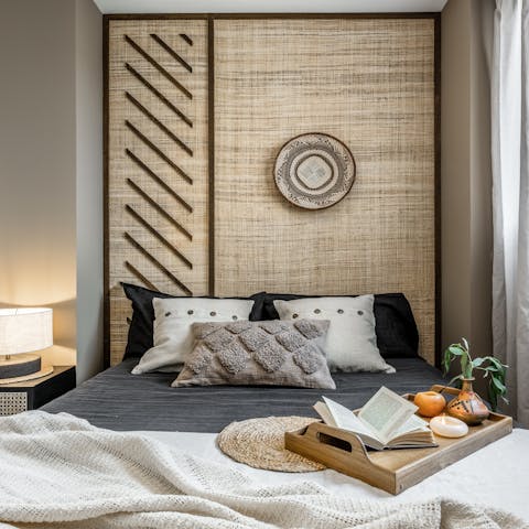 Wake up feeling rejuvenated in the serene bedroom