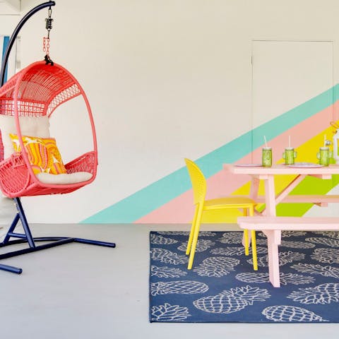 Curl up in the retro swinging egg chair