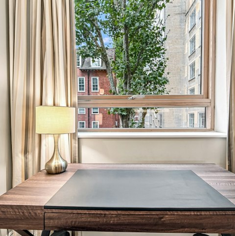 Get some work done at the desk in the window