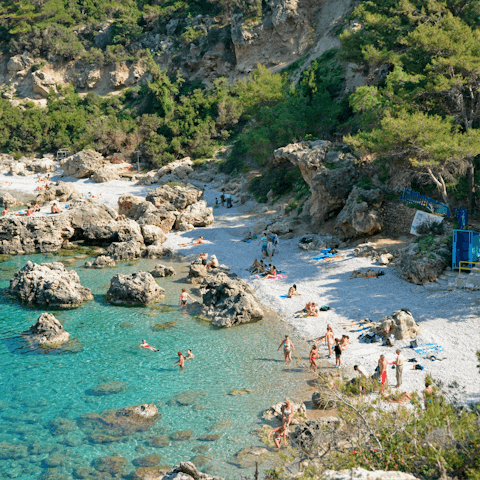 Venture over to Anthony Quinn Bay, 4km away