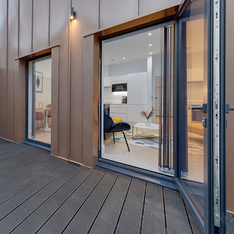 Pull open the patio door and enjoy a morning coffee al fresco
