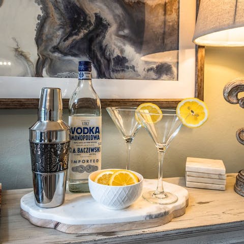 Shake up some cocktails to enjoy in the tranquil setting of the living room