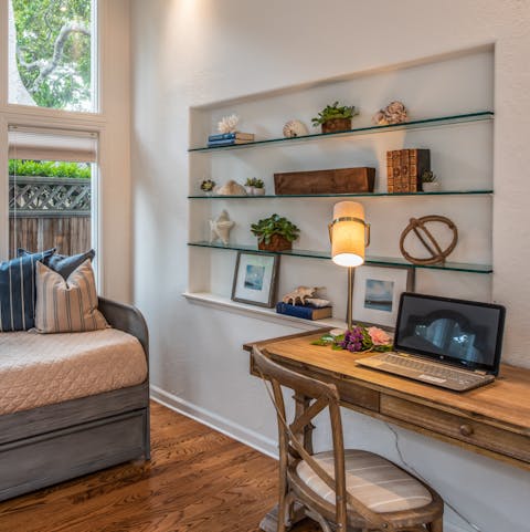 Work from home at the designated desk area