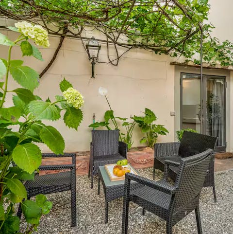 Enjoy an alfresco espresso in the private garden