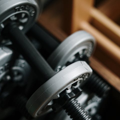 Maintain your daily fitness routine at the shared on-site gym