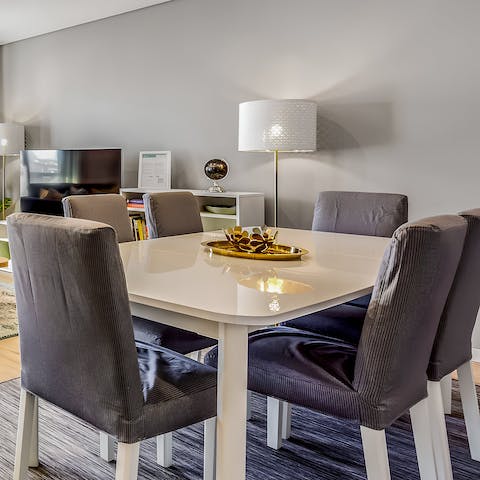 Gather around the dining table and feast on coffee and pastel de natas