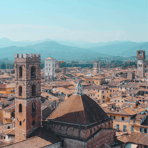 Explore historic Lucca's iconic sights, including the Church of San Michele in Foro, a three-minute walk away