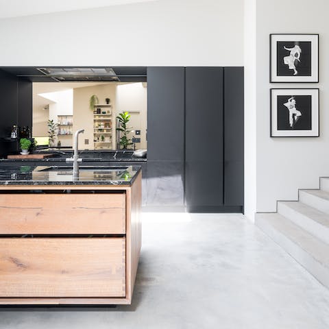 Whip up feasts in the well-equipped open kitchen