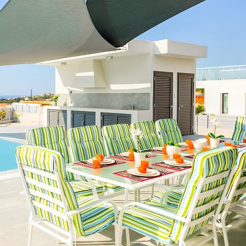 Serve up some Cypriot culinary delights at the alfresco dining area