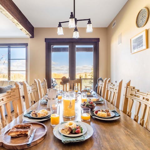 Gather for big family breakfasts in the bright open-plan space