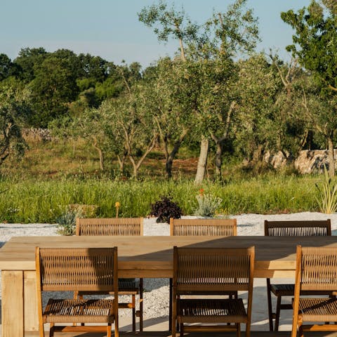 Enjoy some panzerotto while taking in the views over the fruit trees