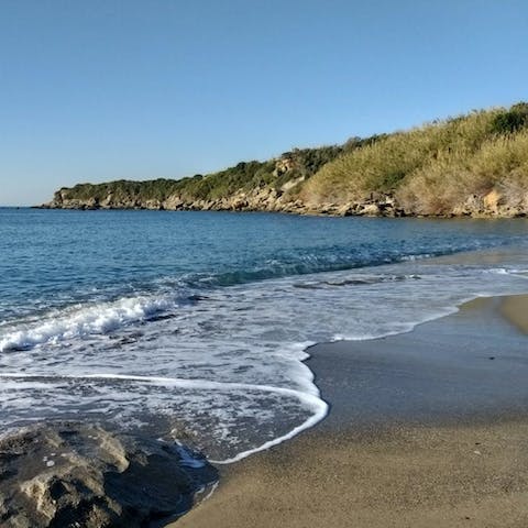 Soak up the magic of Crete from the beach – a short stroll away