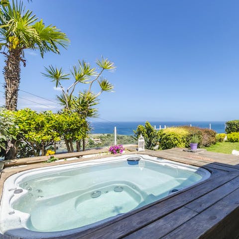 Spend sunsets in the hot tub, sipping drinks as you recap the day's adventures