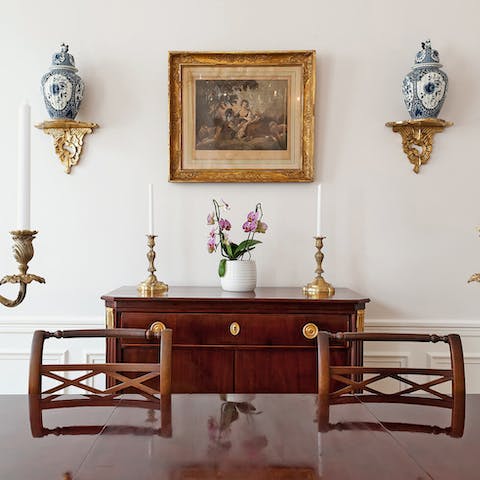 Admire the antiques adorning the apartment