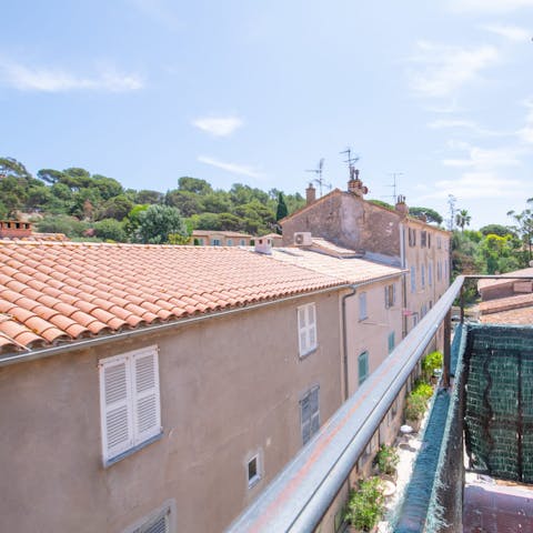 Enjoy fresh air and a novel vista on the balcony