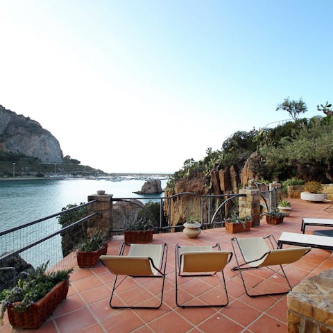 Sunbathe on the terrace with panoramic sea views