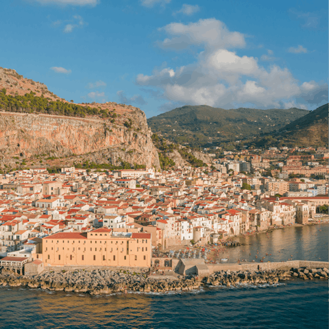 Explore Cefalù town, a twenty-minute walk away