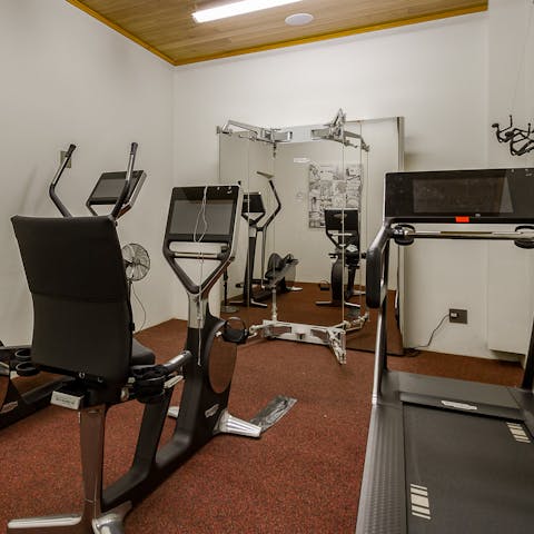 Start the day with a sweaty session in the home's private gym