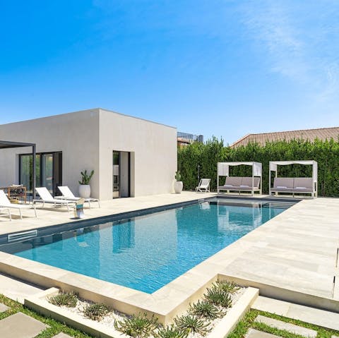 Relax by the private pool before taking a refreshing dip