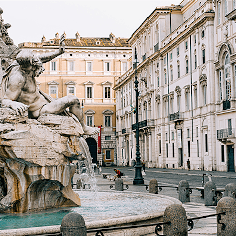 Wander amongst the fountains as you explore Piazza Navona, a short walk away