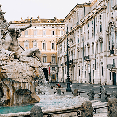 Wander amongst the fountains as you explore Piazza Navona, a short walk away