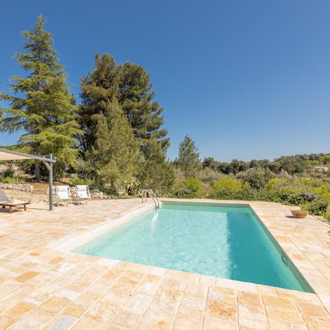 Laze by the private pool, surrounded by greenery