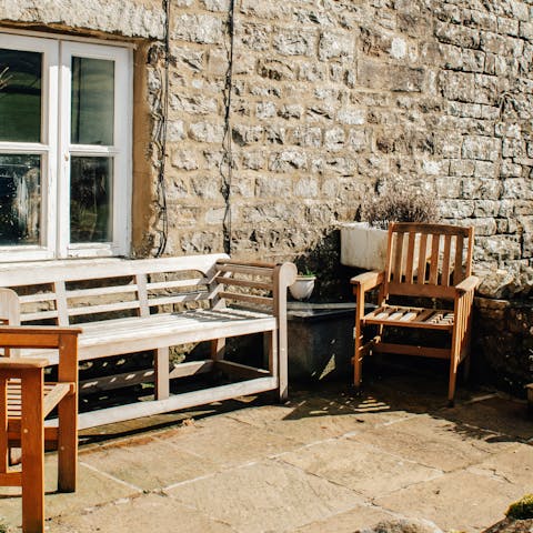 Soak up the sun in the pretty patio garden