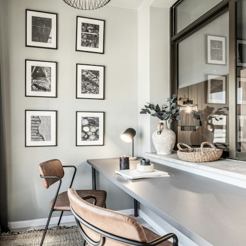 Sip a coffee as you work through some emails at this lit laptop-friendly space