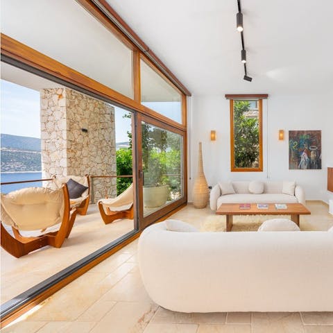 Slide open the glass doors to the balcony and embrace indoor-outdoor living