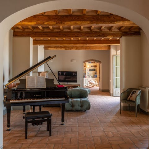 Set the mood with a romantic piano serenade as night falls