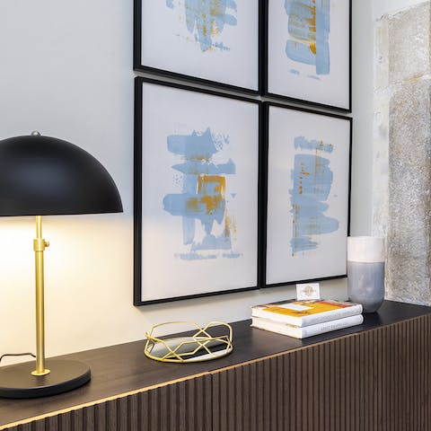 The artwork in the living room