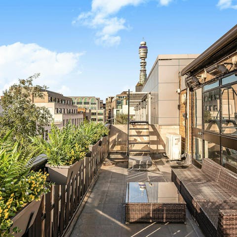 Head onto the private terrace for evening drinks