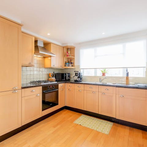 Cook up a storm in the well-equipped kitchen